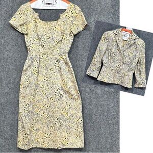 Vintage dress and jacket set women’s size XS *stains* 1960s two piece floral